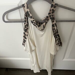 Leopard Print Accent Women's Top